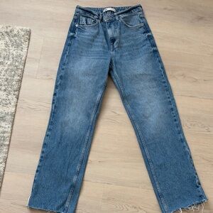 Zara Womens Straight Blue Jeans Ankle; Z1975